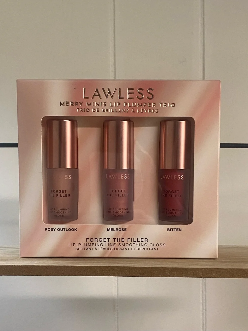 NIB LE Lawless Merry Minis Lip Plumping Trio Forget the Filler Lip Gloss